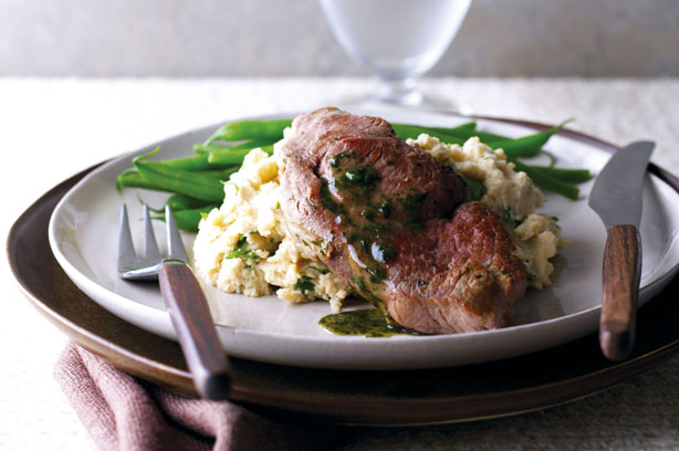Minted lamb steaks