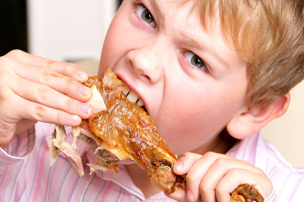 child Gastroenteritis eating chicken
