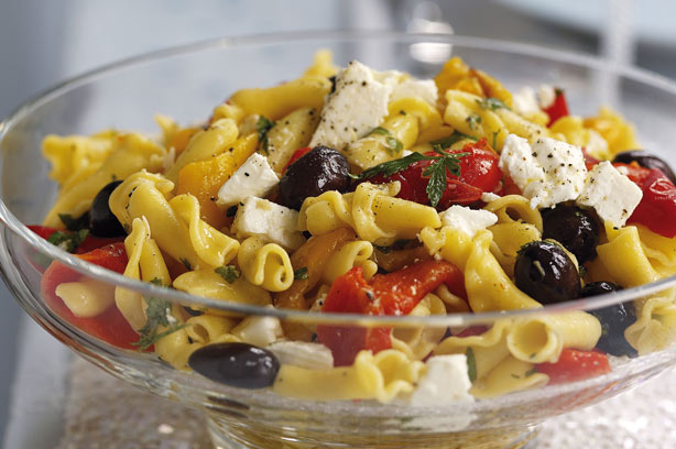 Roasted Pepper Olive and Feta pasta salad Roasted Pepper Olive and Feta pasta salad