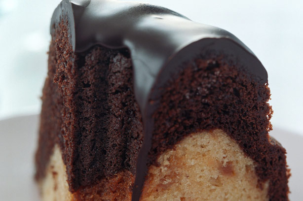 Chocolate and orange marble layer cake