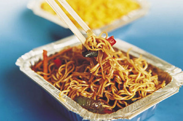 A takeaway box of noodles A takeaway box of noodles