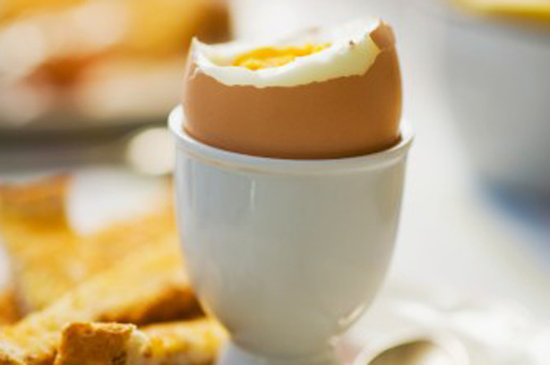 A soft-boiled egg with soldiers