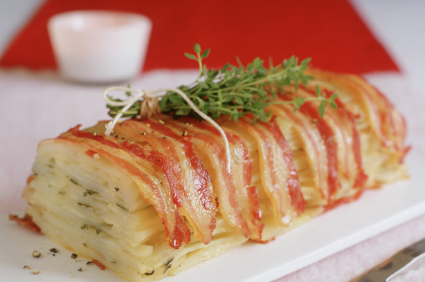 Bacon-wrapped potato cake recipe Bacon-wrapped potato cake recipe