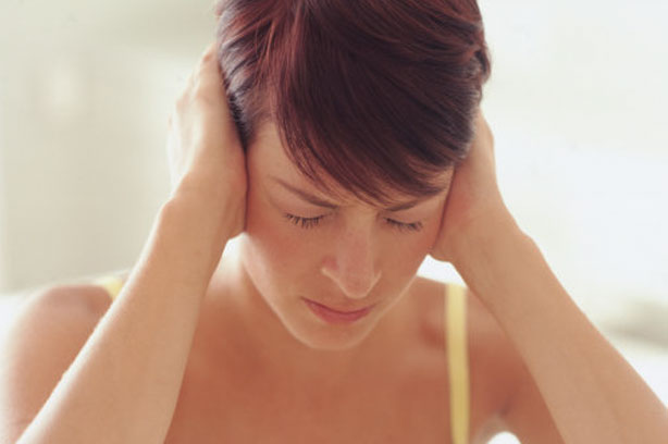 Adult Barotrauma woman ear ache headache tired stress