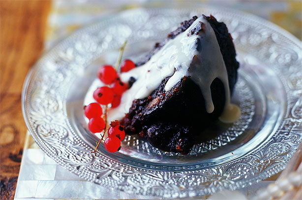 Fruit and Nut Christmas Pudding with Brandy Sauce