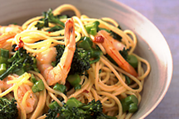 Chilli Prawn and Brocoli Spaghetti