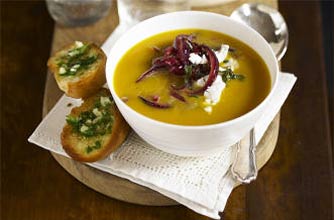 Butternut Soup with Red Onion and Goat's Cheese