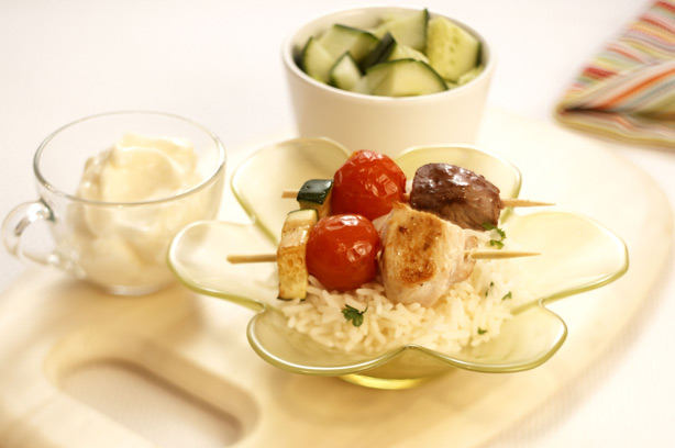 Tasty chicken and lamb skewers