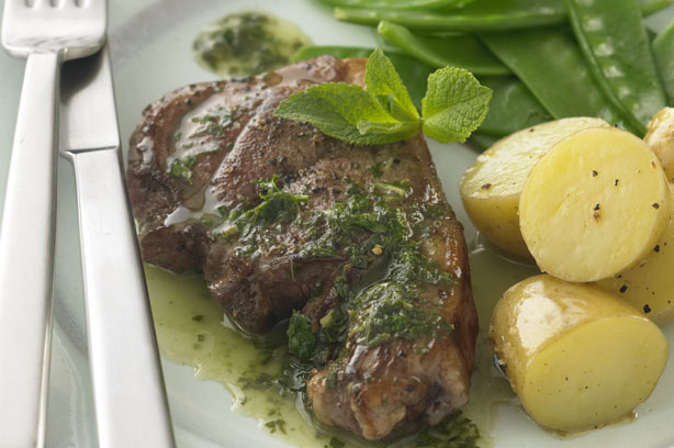 Lamb steaks with mint sauce Lamb steaks with mint sauce