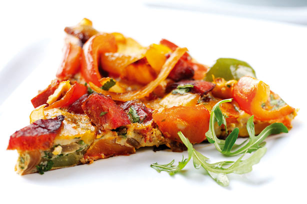 Pepper chorizo frittata