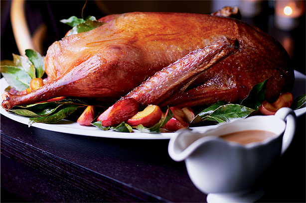 Roast Goose with Apples and Bay Leaves