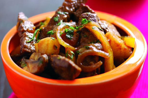 Beef and potato stir fry