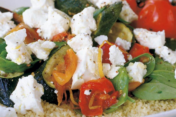 Roast vegetable and feta salad