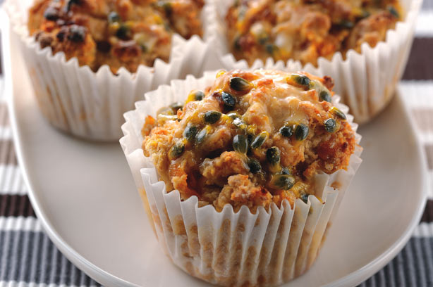Mango and passion fruit muffins