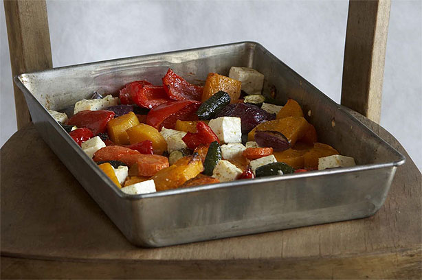 Roast Vegetables with Honey and Feta Cheese