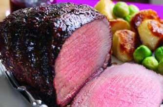 Rosemary roast beef with balsamic and cranberry glaze