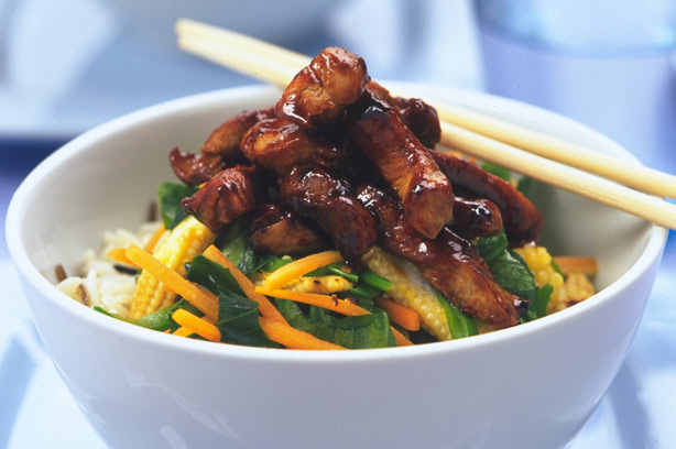 Plum and pork stiry-fry