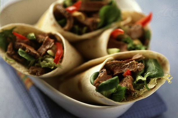 Peppered beef wraps Peppered beef wraps