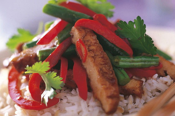 Pork and green bean stir-fry