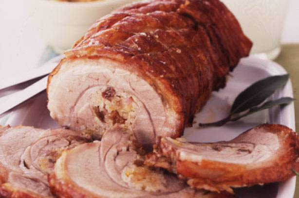 Moroccan stuffed loin of pork