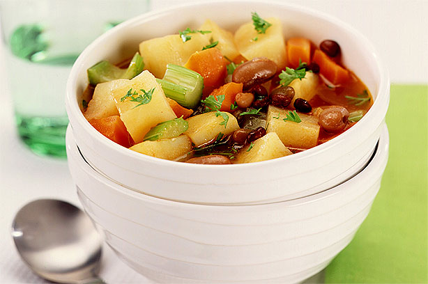 Chunky potato and bean soup