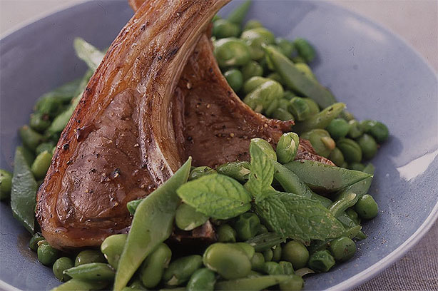 Balsamic Lamb with Minted Beans