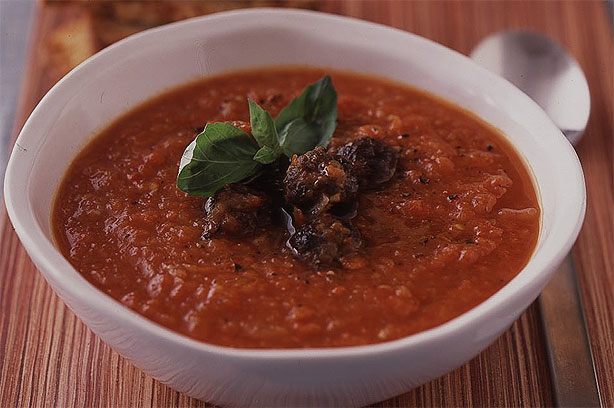 Roast Tomato Soup with Meatballs