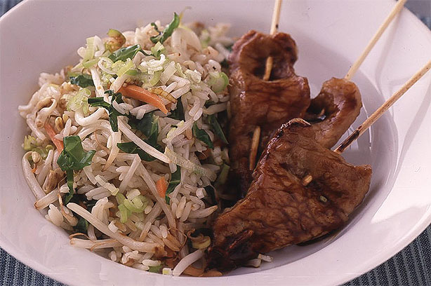 Teriyaki Pork Skewers with Rice