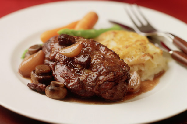 Chicken in red wine
