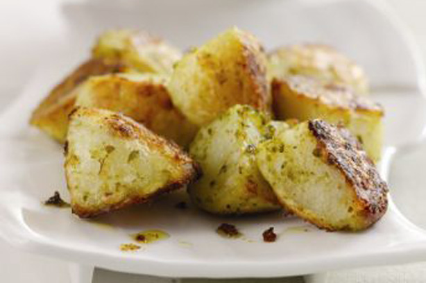 Coriander pesto roast potatoes