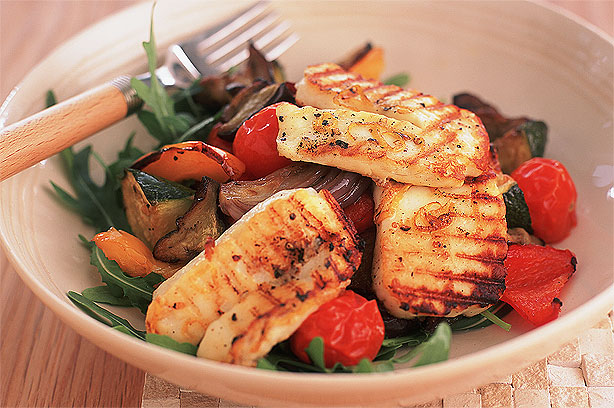 Roast Ratatouille and Halloumi Salad