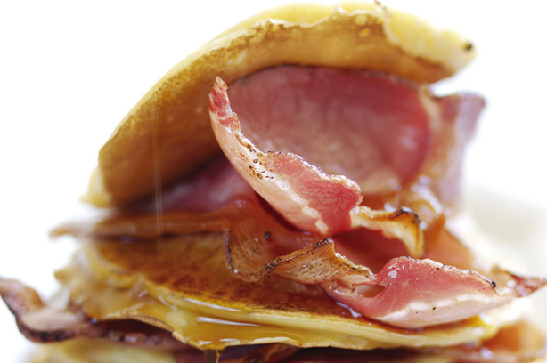 Bacon pancakes with maple syrup Bacon pancakes with maple syrup