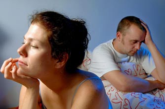 A couple in bed after an argument