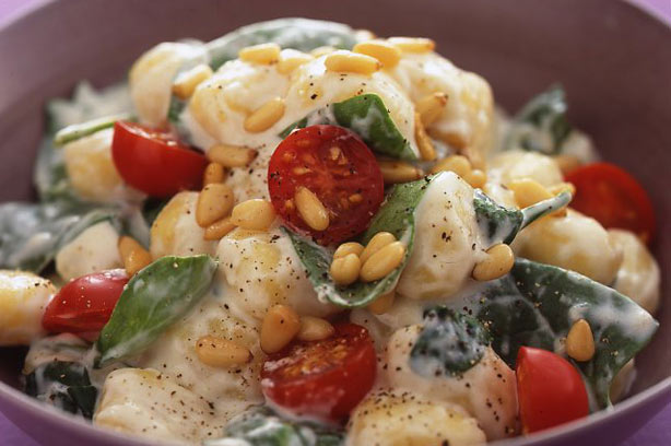 Spinach and pine nut gnocchi