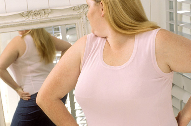 Adult obesity woman overweight mirror