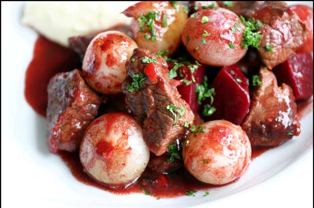Spiced Beef with Shallots and Beetroot