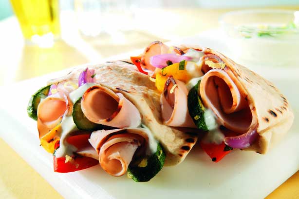 Turkey and Roasted Veg Pittas