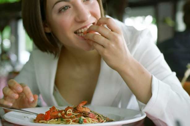 Eating pasta Eating pasta