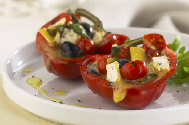 Roast Stuffed Peppers with Brie and Tapenade