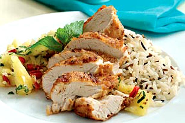 Cajun spiced chicken with pineapple salsa