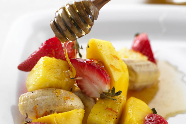 Grilled fruit kebabs