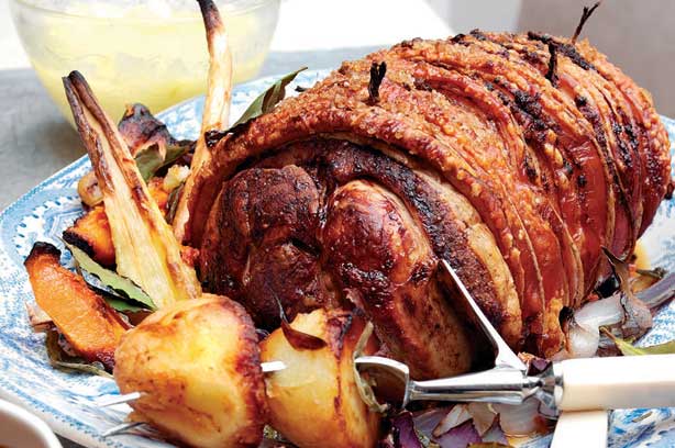 Antony Worrall Thompson's roast pork with apple sauce Antony Worrall Thompson's roast pork with apple sauce