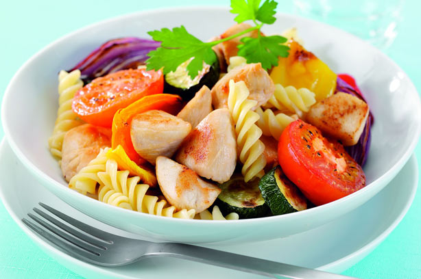 Chicken and roast vegetable pasta