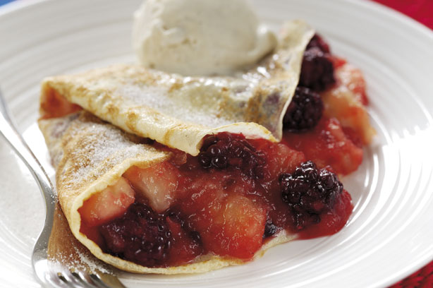 Blackberry and apple pancakes