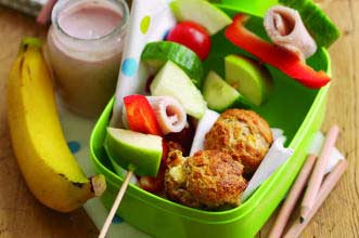 Turkey ham fruit and vegetable kebabs