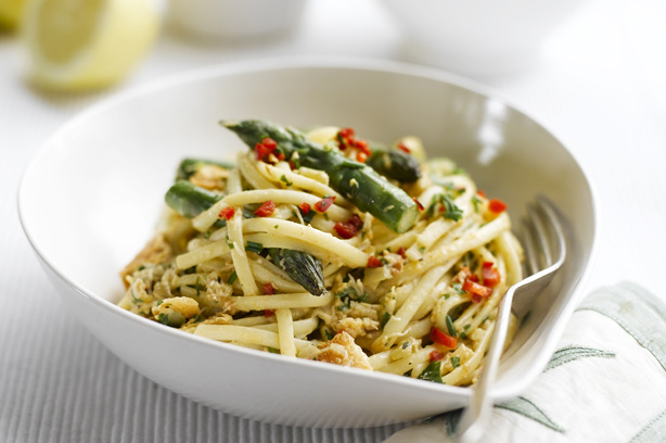 Crab and asparagus linguine Crab and asparagus linguine