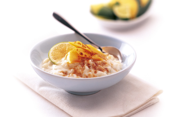 Coconut rice pudding with lime