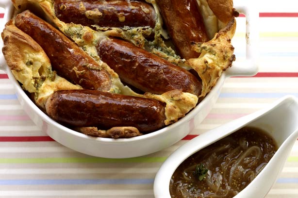 Toad in the hole with sage batter and Guinness gravy Toad in the hole with sage batter and Guinness gravy