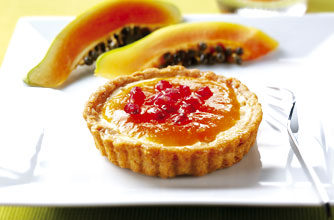 Papaya and pomegranate tarts
