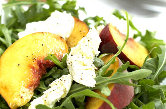 Peach, mozzarella and rocket salad